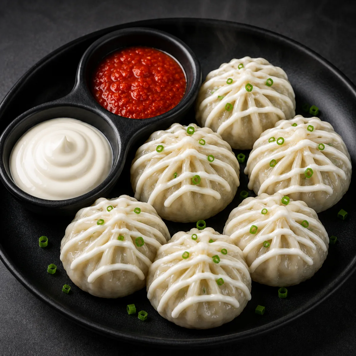 Veg Cheese Sauce Momos Steam (6 pcs)