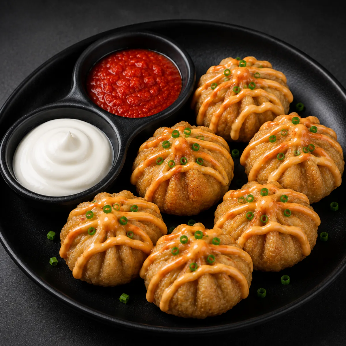 Veg Peri Peri Sauce Momos Fried (6 pcs)