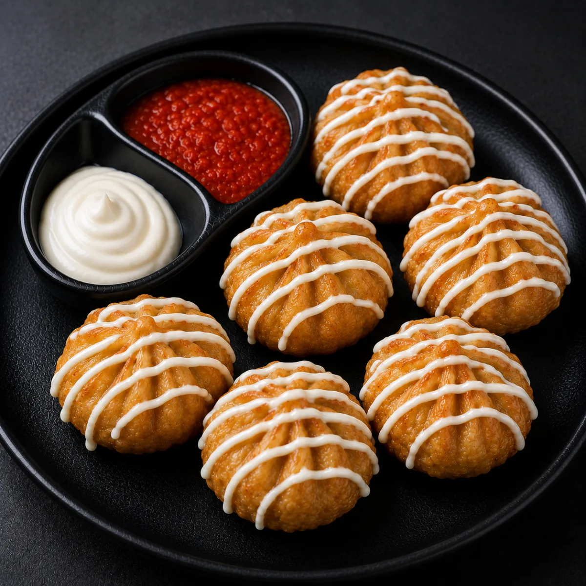 Veg Cheese Sauce Momos Fried (6 pcs)